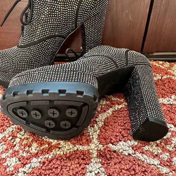 NIB Jessica Simpson Black Imina Platform RhinestonesLadies Booties size 7.5M/38 - Picture 2 of 7